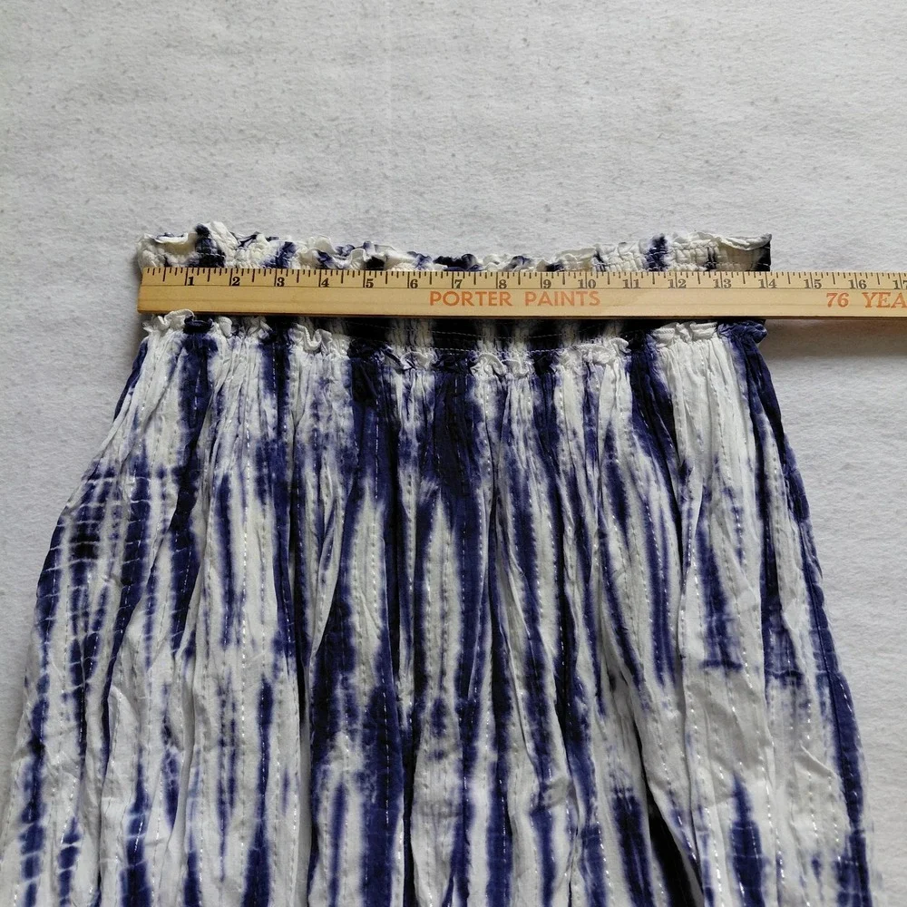 Justice Tie Dye Ruffle Skirt Girls 14 Blue White Smocked Waist Tiered Midi Boho